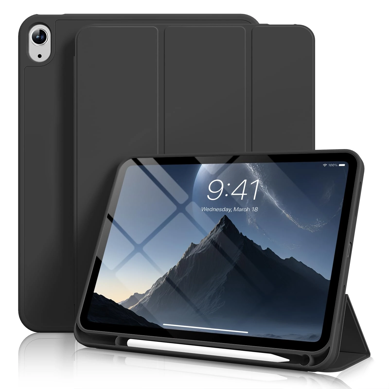 SZPSGC Case for iPad (A16) 11th Generation 11 Inch 2025/10th Generation 10.9 Inch 2022 with Pencil Holder, Auto Wake/Sleep, Premium Protective Soft Back Ultra Slim Trifold Stand Cover, Black