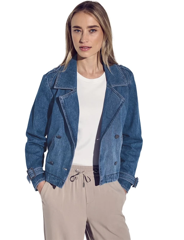 Street One Women's A212502 Short Denim Jacket, Medium Blue, 18