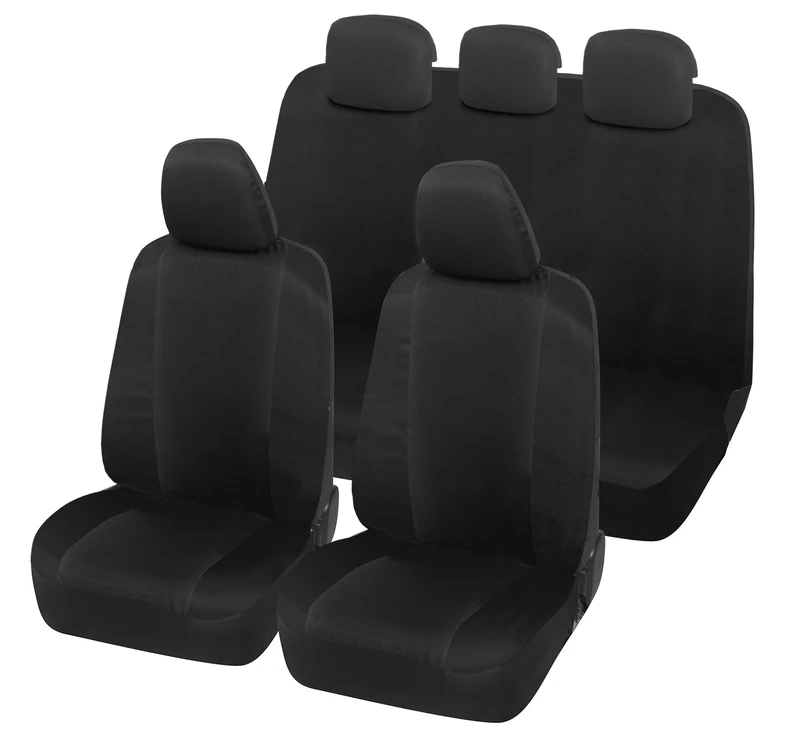 Auto Accessori Lupex Car Seat Covers Compatible with Panda from 2012 Onwards, Made in Italy, Polycotton Fabric, Complete Set (Black - Black, 01 - Full Backrest)