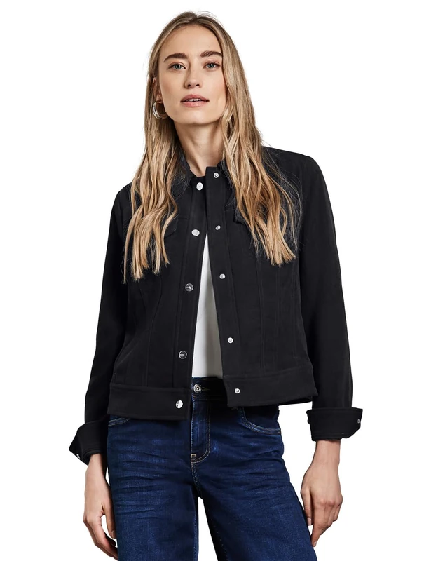 Street One Women's A212533 Jacket in Velour Look, Deep Tint Blue, 14