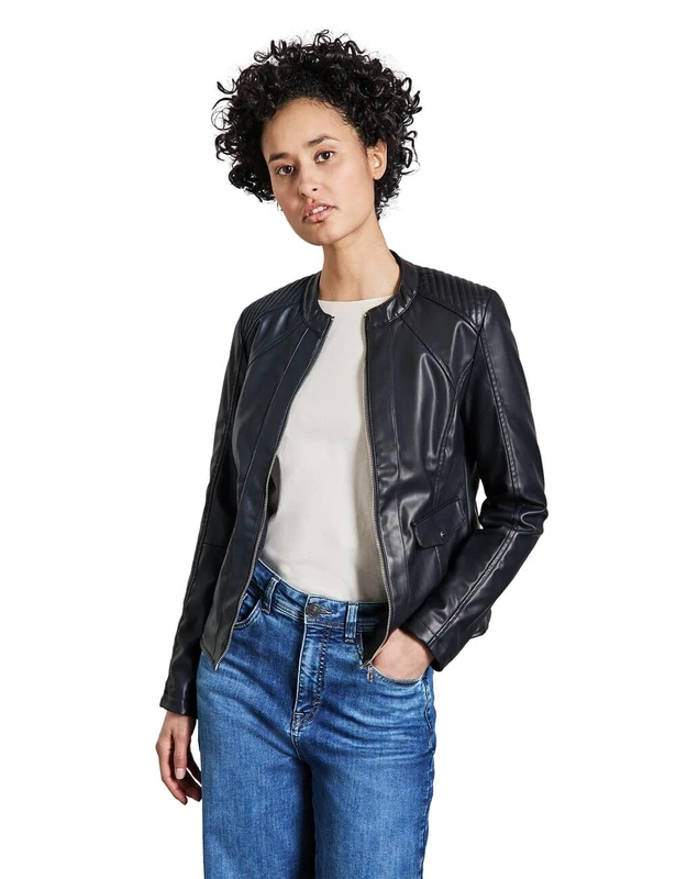 Street One Women's Leather Look Jacket, gravity blue, 12