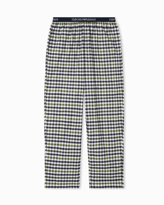 Emporio Armani MAN'S YARN DYED WOVEN PANTS BLUE XL