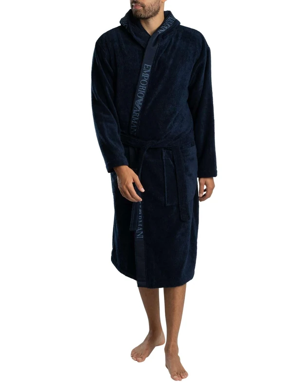 Emporio Armani Men's SPONGE BATHROBE Blue L