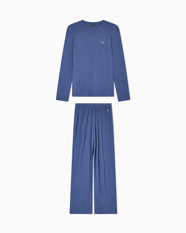 Emporio Armani WOMAN'S TECH WOOL LONG PAJAMAS BLUE XL