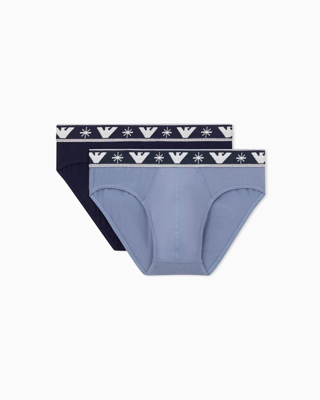 Emporio Armani Man's Holidays Jacquard 2-Pack Brief Blue S