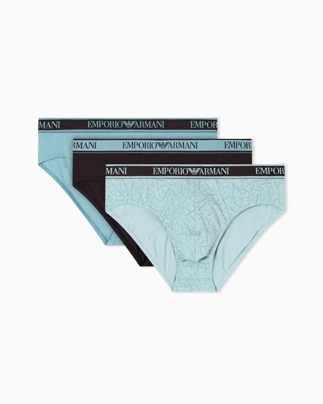 Emporio Armani Man's CORE Logoband 3-Pack Brief Brown L