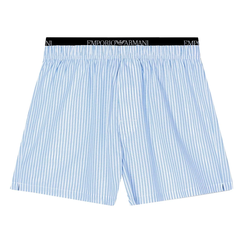 Emporio Armani Man's Yarn Dyed Woven Boxer Blue L