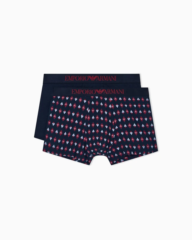 Emporio Armani Man's Classic Pattern Mix 2-Pack Trunk Blue L