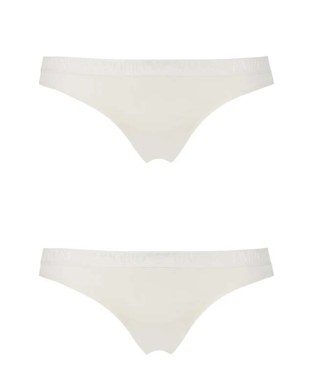 Emporio Armani Woman's Iconic Microfiber 2-Pack Brazilian White M
