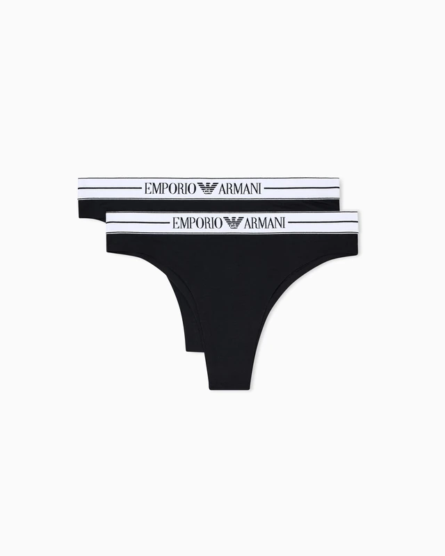 Emporio Armani Woman's Everyday Cotton 2-Pack Brazilian Black S