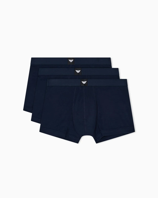 Emporio Armani Man's Essential LOGOLABEL 3-Pack Trunk Blue XXL