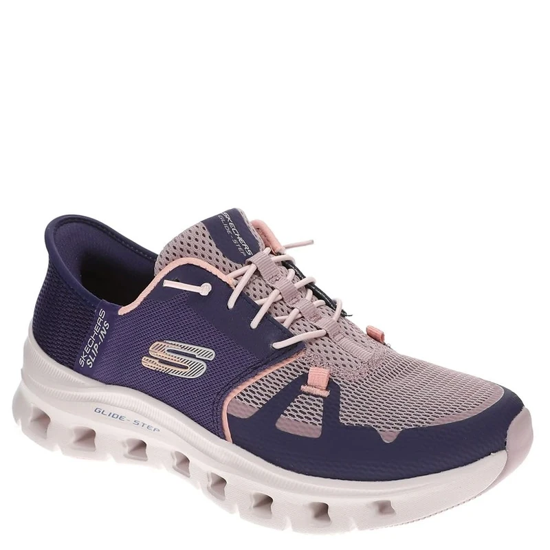 Skechers Women's Glide-Step Pro Slip-On Sneakers, Purple Mesh/Coral Trim, 5.5 UK