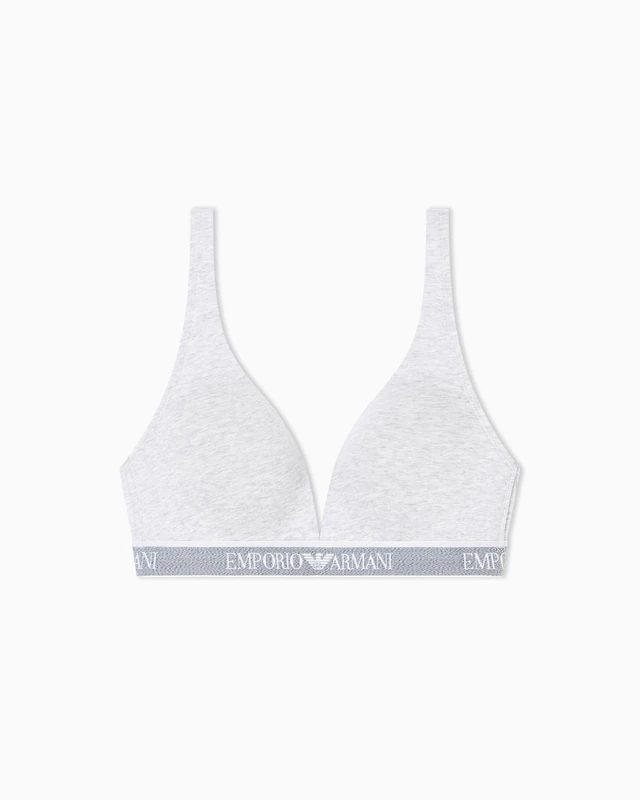 Emporio Armani Woman's Iconic Logoband Padded Triangle Bra Grey M
