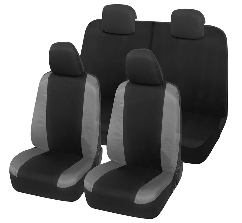 Auto Accessori Lupex Car Seat Covers Compatible with Panda from 2012 Onwards, Made in Italy, Polycotton Fabric, Complete Set (Black - Dark Grey, 02 - Rear Backrest 50e50)