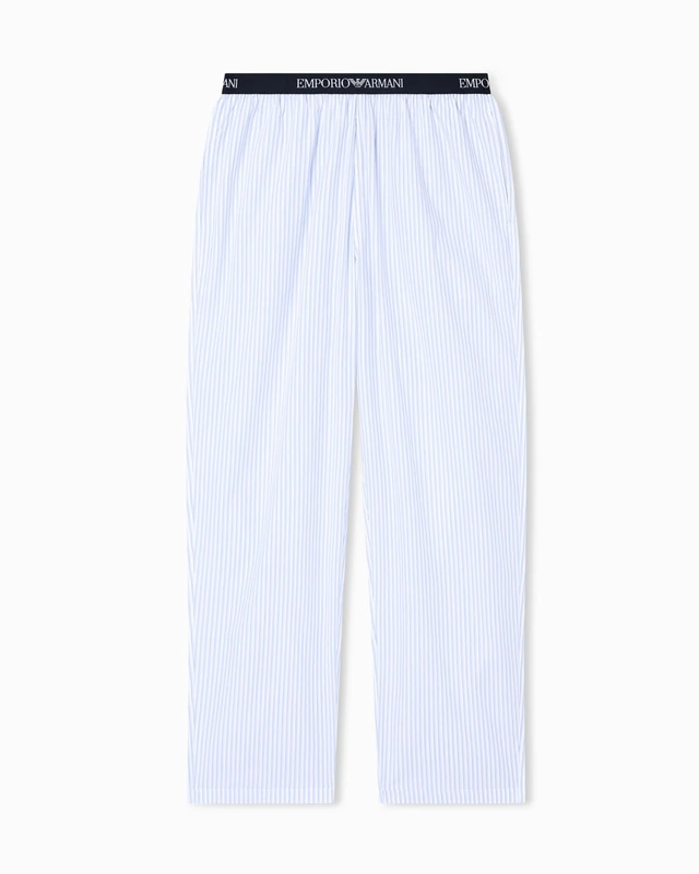 Emporio Armani MAN'S YARN DYED WOVEN PANTS BLUE XL