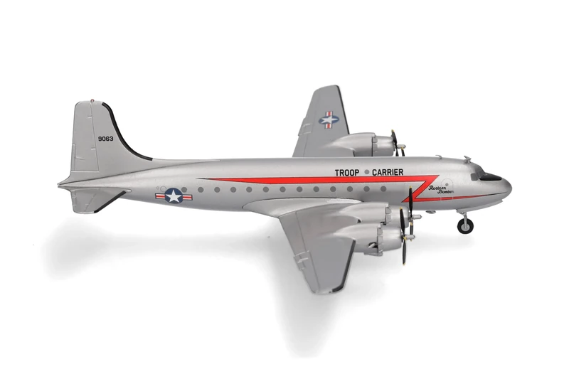 Herpa Model Airplane U.S. Air Force Douglas C-54 Skymaster “Berlin Airlift,” Miniature in 1:200 Scale, Collectible, Model Without Stand, Metal