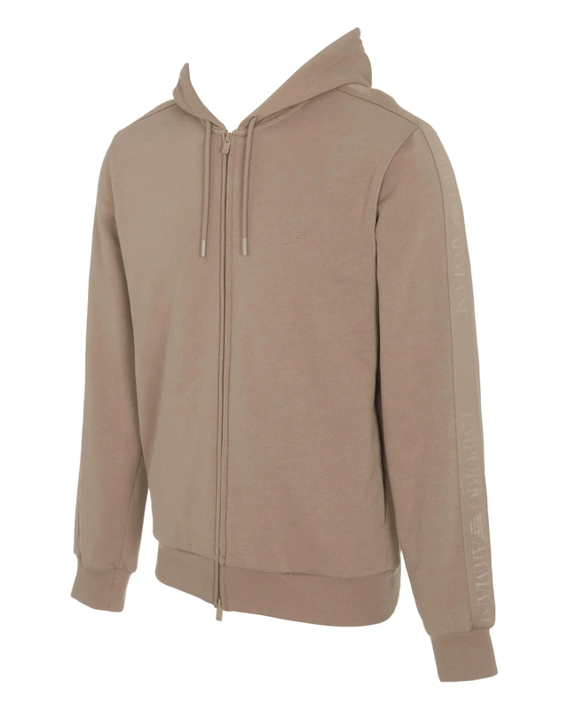 Emporio Armani MAN'S BASIC TERRY HOODIED FULL ZIP SWEATSHIRT BROWN L