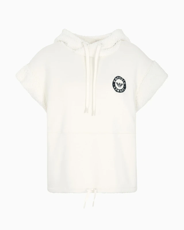 Emporio Armani WOMAN'S FUZZY FLEECE SLEEVELESS SWEATSHIRT WHITE L