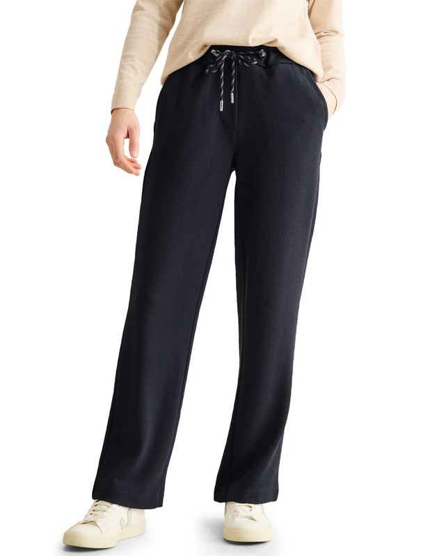 Cecil Women's Straight Leg Structured Trousers, Universal Blue, XL