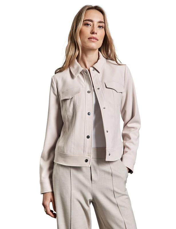 Street One Women's A212533 Jacket in Velour Look, Smooth Sand Beige, 20