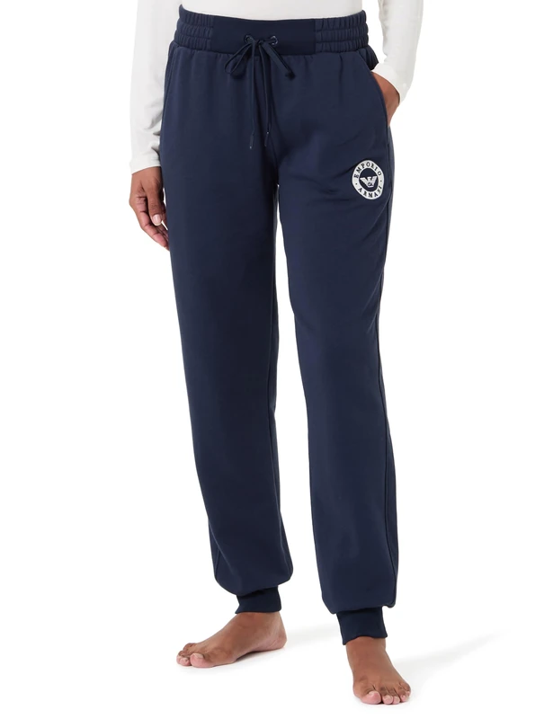 Emporio Armani Woman's Fuzzy Fleece Pants with Cuffs Blue M