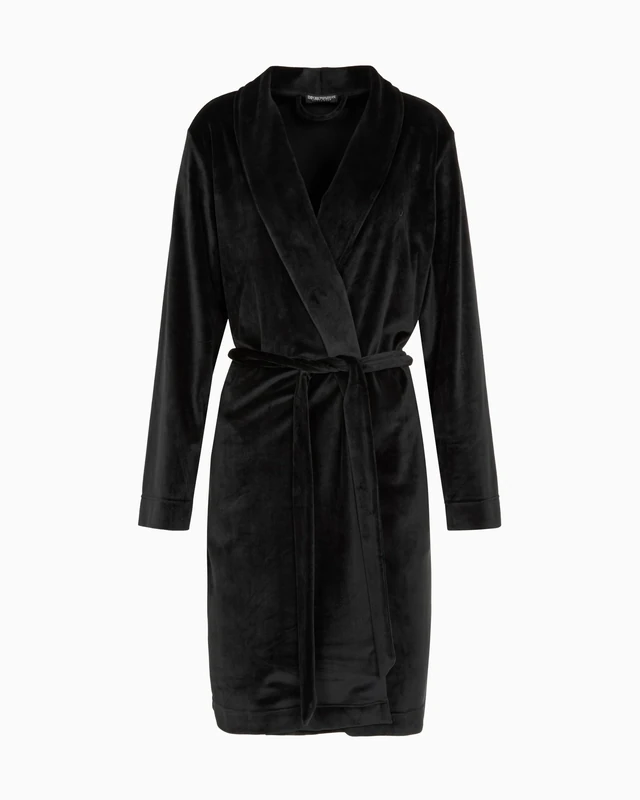 EMPORIO ARMANI WOMAN'S CHENILLE DRESSING GOWN BLACK M