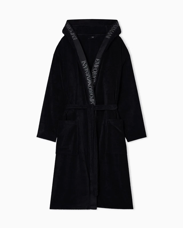 EMPORIO ARMANI Men's SPONGE BATHROBE Black M