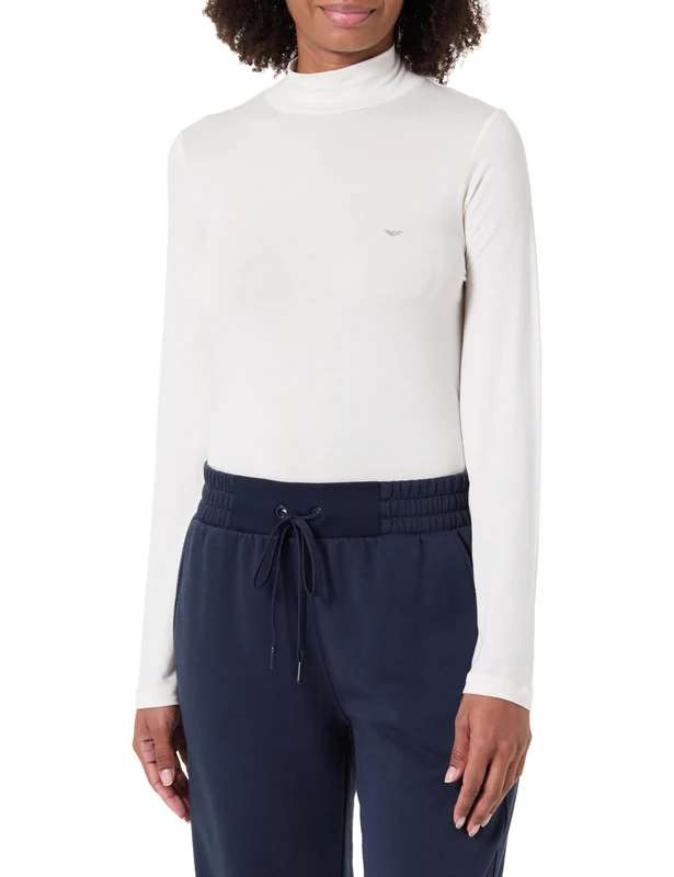 Emporio Armani WOMAN'S TECH WOOL TURTLE NECK SWEATER WHITE S