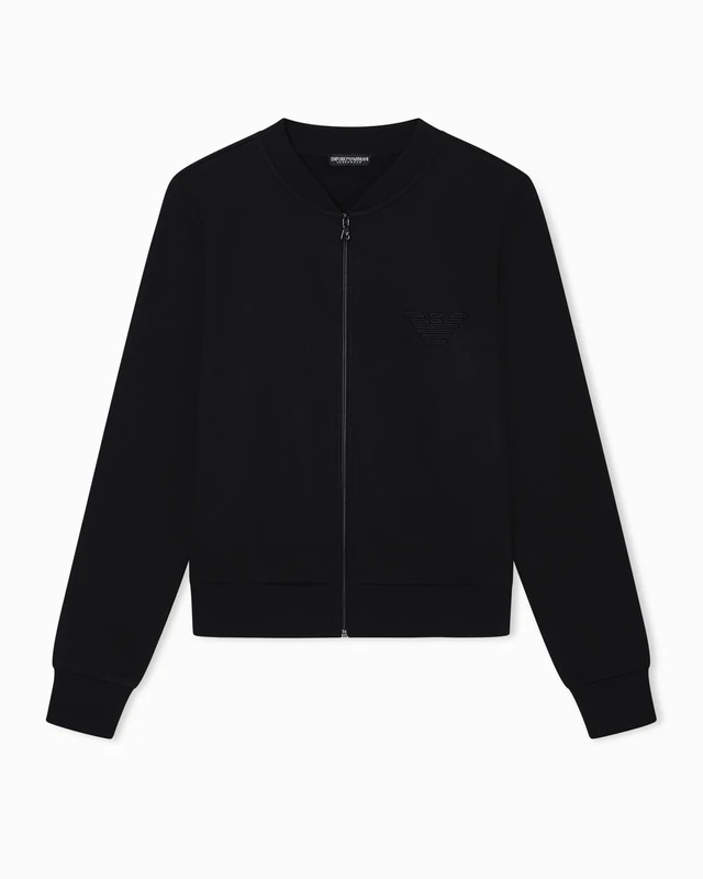 Emporio Armani WOMAN'S ICONIC TERRY OPEN SWEATSHIRT BLACK L