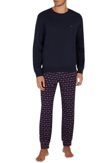 Emporio Armani MAN'S CLASSIC PATTERN MIX PAJAMAS WITH CUFFS SET GREEN XL