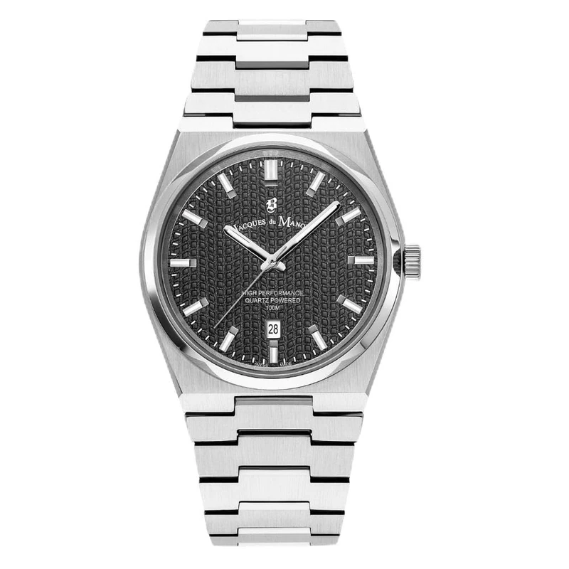 Tikkers Jacques du Manoir Swiss-Made Horizon Gents Silver Plated Bracelet Watch