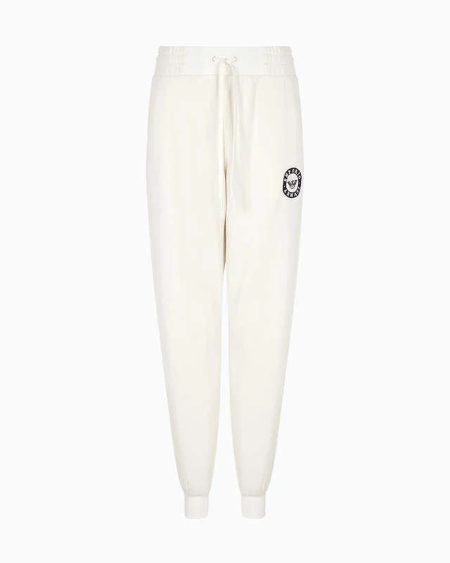 EMPORIO ARMANI Woman's Fuzzy Fleece Pants with Cuffs White L