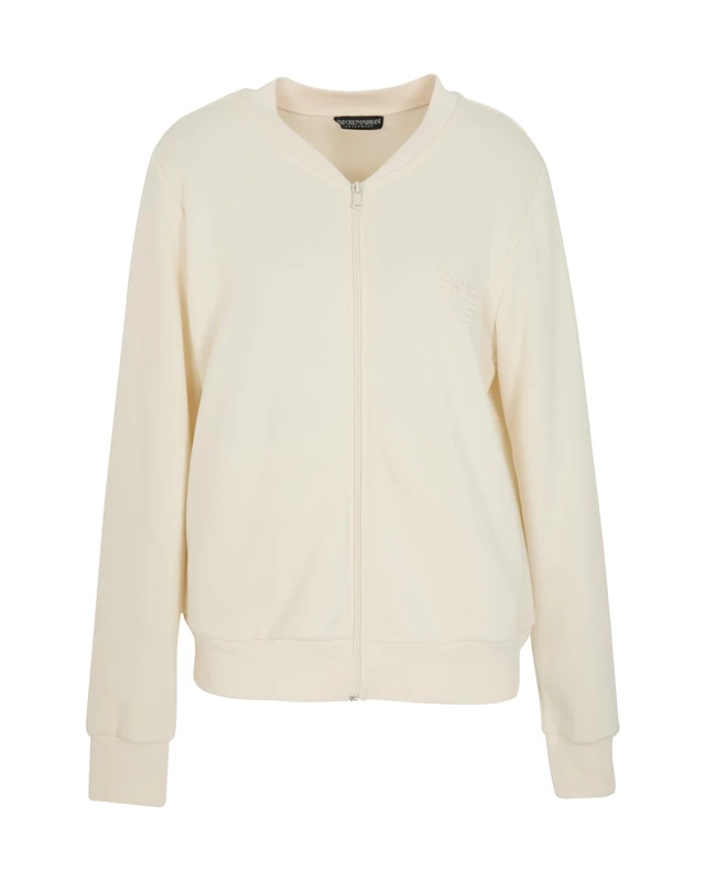 Emporio Armani WOMAN'S ICONIC TERRY OPEN SWEATSHIRT WHITE XS