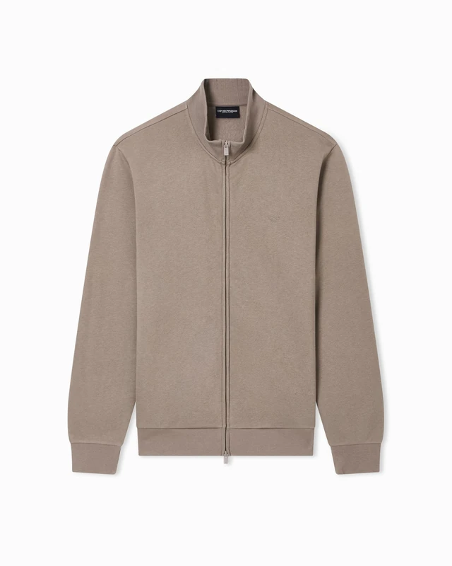 EMPORIO ARMANI MAN'S BASIC TERRY OPEN SWEATSHIRT BROWN M