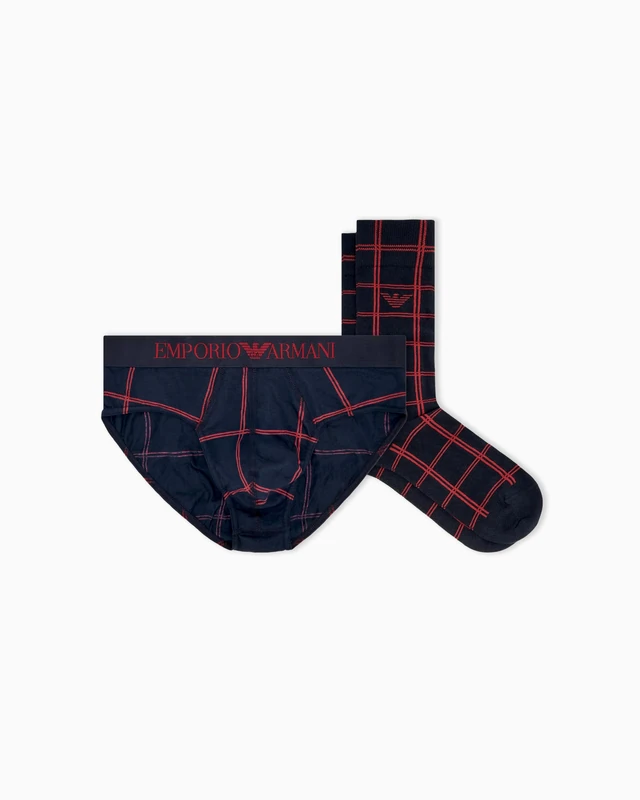 Emporio Armani Man's Brief + Socks Set Gift Set Blue L - Image 1