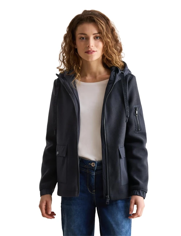 Cecil Women's B202027 Structural Mix Jacket, Dark Navy Blue, M