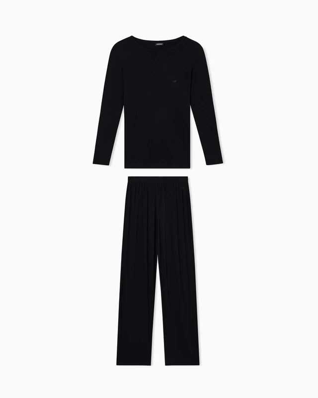 Emporio Armani WOMAN'S TECH WOOL LONG PAJAMAS BLACK XL