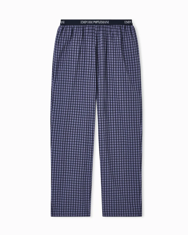 EMPORIO ARMANI MAN'S YARN DYED WOVEN PANTS BLUE M