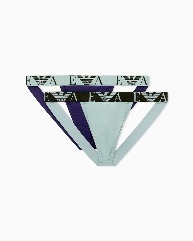 EMPORIO ARMANI Men's Bold Monogram 2-Pack Thong Panties, Violet, L