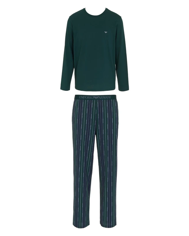Emporio Armani MAN'S CLASSIC PATTERN MIX LONG PAJAMAS GREEN S