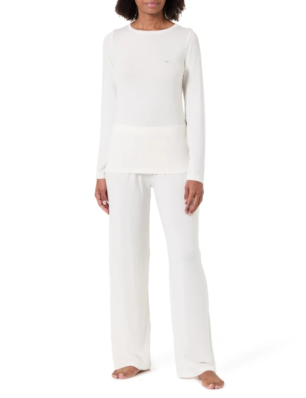 EMPORIO ARMANI WOMAN'S TECH WOOL LONG PAJAMAS WHITE XL