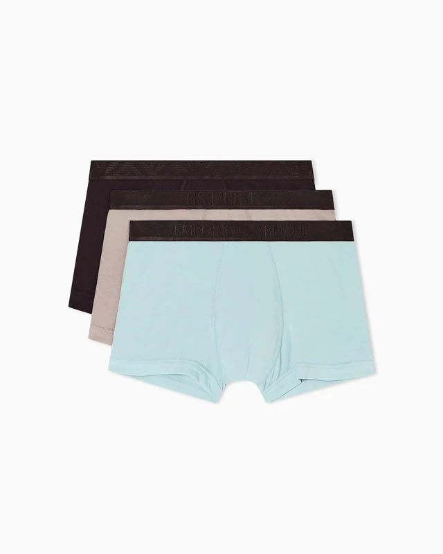 Emporio Armani Man's Shiny Logoband Pack 3-Pack Trunk Brown M