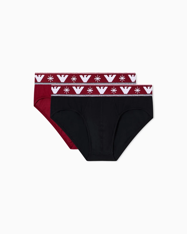 Emporio Armani Man's Holidays Jacquard 2-Pack Brief Black S