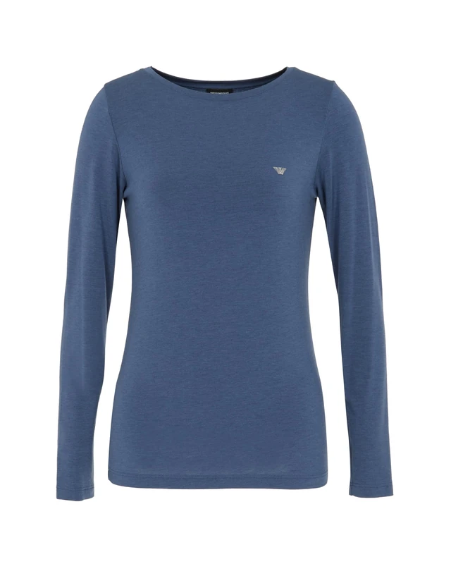 Emporio Armani WOMAN'S TECH WOOL LONG SLEEVE SWEATER BLUE M