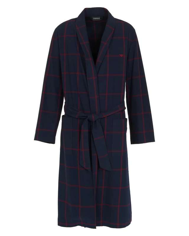 Emporio Armani MAN'S TARTAN FLANEL DRESSING GOWN BLUE L/XL