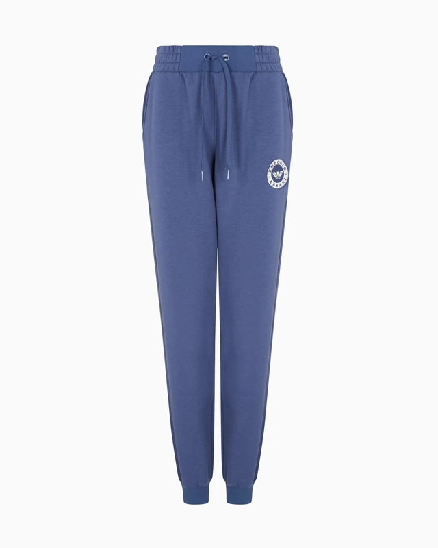 Emporio Armani Woman's Fuzzy Fleece Pants with Cuffs Blue M