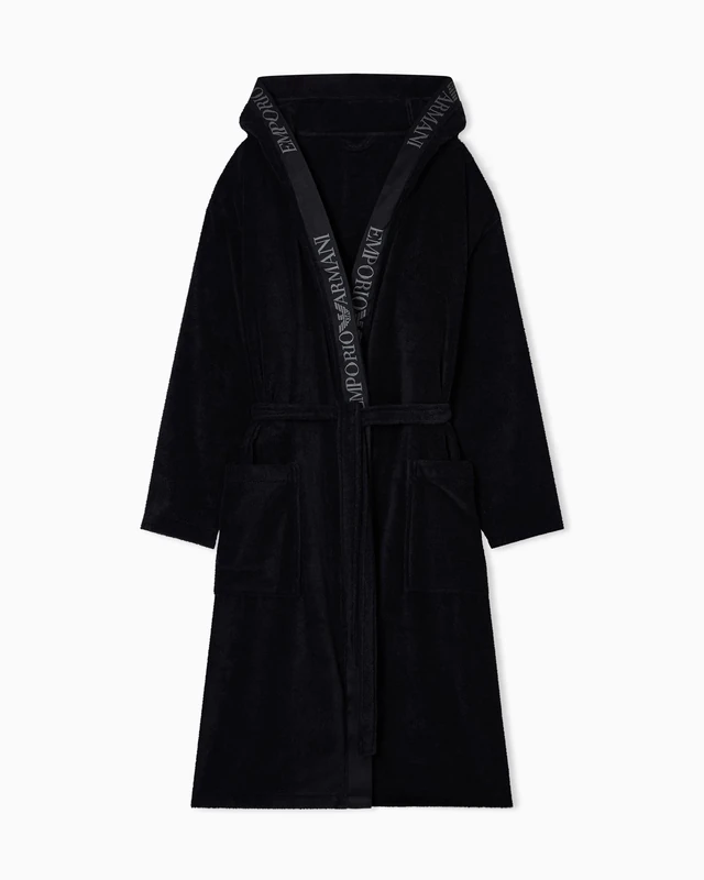 Emporio Armani Men's SPONGE BATHROBE Black XL