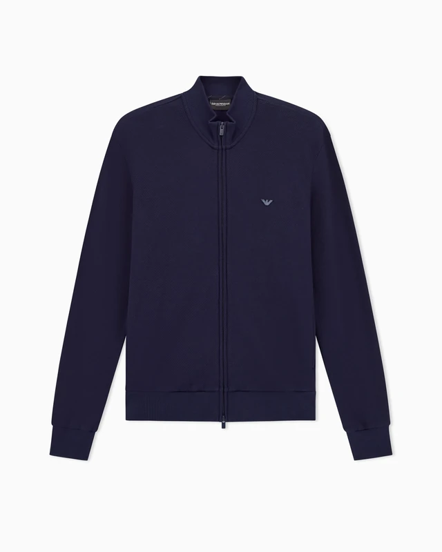 Emporio Armani MAN'S ICONIC PIQUET LOUNGEWEAR TRACKSUIT BLUE L