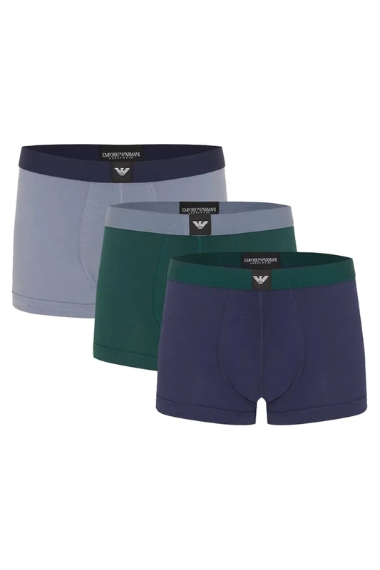 Emporio Armani Man's Essential LOGOLABEL 3-Pack Trunk Green M