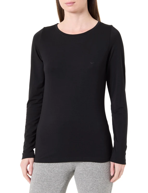 Emporio Armani WOMAN'S TECH WOOL LONG SLEEVE SWEATER BLACK L